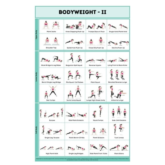 Bodyweight Workout Poster   No-Equipment Exercise Poster for Home, Gym Training poster