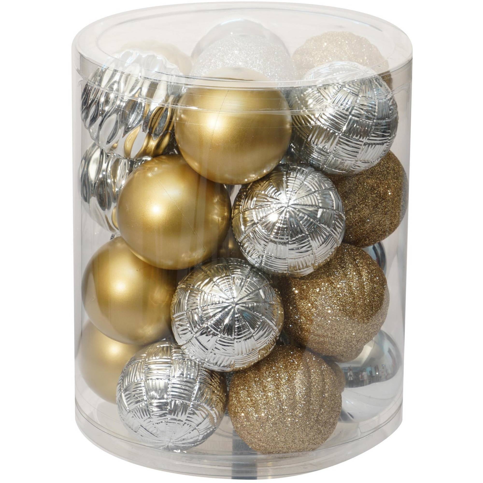 Holiday Time Christmas Ornaments Traditional 60mm Shatterproof, Set of