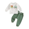 thumbnail image 2 of Aojekbee Baby Boy Halloween Outfits Long Sleeve Pumpkin Tractor Print Sweatshirt + Trousers Set Toddler Fall Clothes, 2 of 10