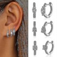 thumbnail image 2 of Fashion Cubic Zircon Ear Buckle Hoop Earrings for Women Korea Cute Small Circle Earrings Party Jewelry Gift----2373 SILVER--Product code 72243 2373 SILVER, 2 of 5