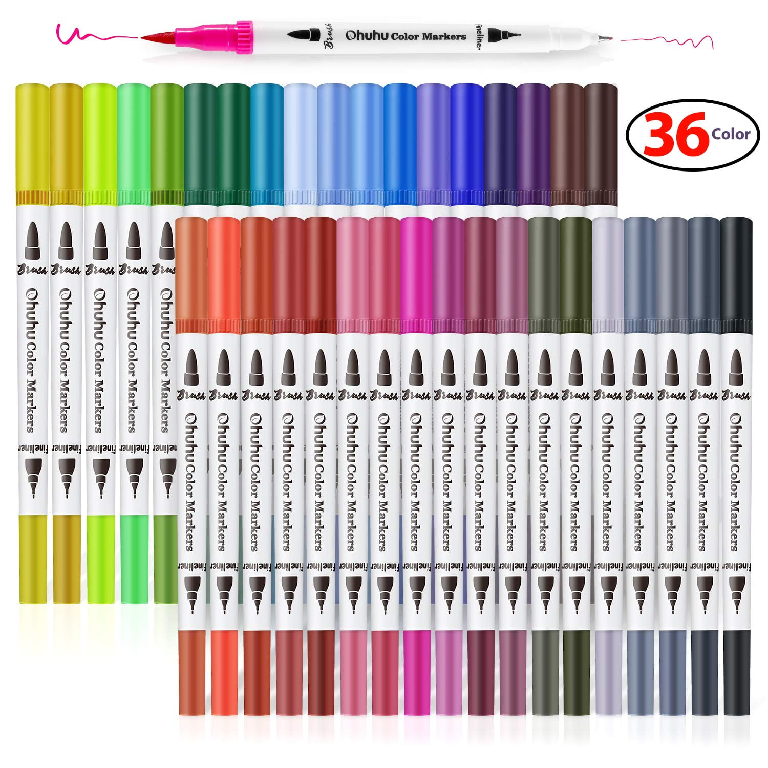 100 Colors Art Markers Set Ohuhu Dual Tips Coloring Brush Fineliner Color Mar... 