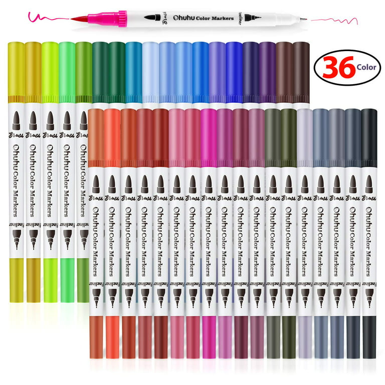Acrylic Paint Brush Markers, Dual Tip-Set of 36