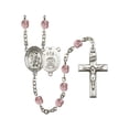 thumbnail image 1 of Guardian Angel / Air Force Silver-Plated Rosary 6mm June Light Purple Fire Polished Beads Crucifix Size 1 3/8 x 3/4 medal, 1 of 1