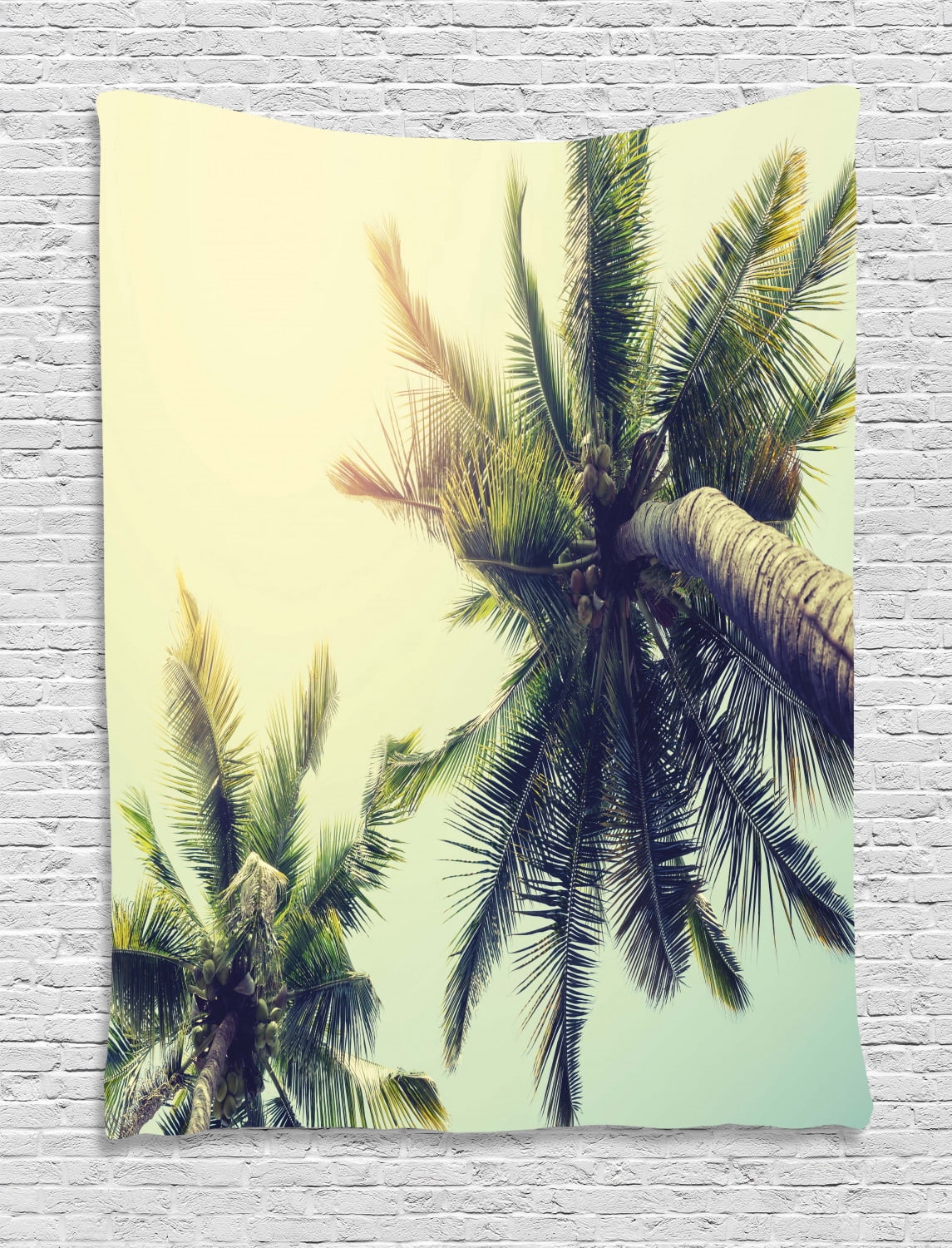 Palm Tree Tapestry, Coconut Trees on Tropical Beach Caribbean Coastline