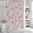 thumbnail image 6 of Pink Spring Floral Shower Curtain, Waterproof Shower Curtains for Bathroom, Elegant Farmhouse Flowers Birds Watercolor Washable Fabric Bathtub Curtain Set Bath Decor with 12 Hooks Standard 72"x72", 6 of 8