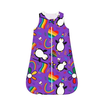 

Yiaed Rainbow Lgbt Penguin Print Baby Sleep Sack Sleeveless Baby Sleeping Bag Toddler 2-Way Zipper Wearable Blanket for Infant Toddler Newborn-X-Large