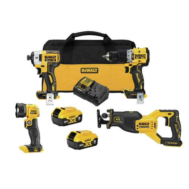 Kit combinado de herramientas eléctricas DEWALT 20V MAX XR 4-TOOL con taladro percutor