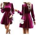 thumbnail image 6 of KelaJuan Women Velvet Mini Formal Dress Solid Color Long Sleeve Evening Gown for Cocktail Wedding Party Dress, 6 of 6