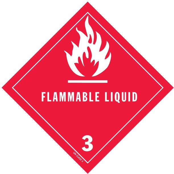 FLAMMABLE LIQUID, Hazard Class 3 D.O.T. Shipping Labels, 4" x 4", Roll