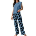thumbnail image 2 of WCJM Womens Pajama Sets Tank Top and Shorts Pj Set 2 Piece Soft Sleeveless Lounge Set Pajamas Women's Silk Solid Pajamas Set Soft Short Sleeve Round Neck Top and Loose Pajama Pants Long Jogger Bottom, 2 of 4