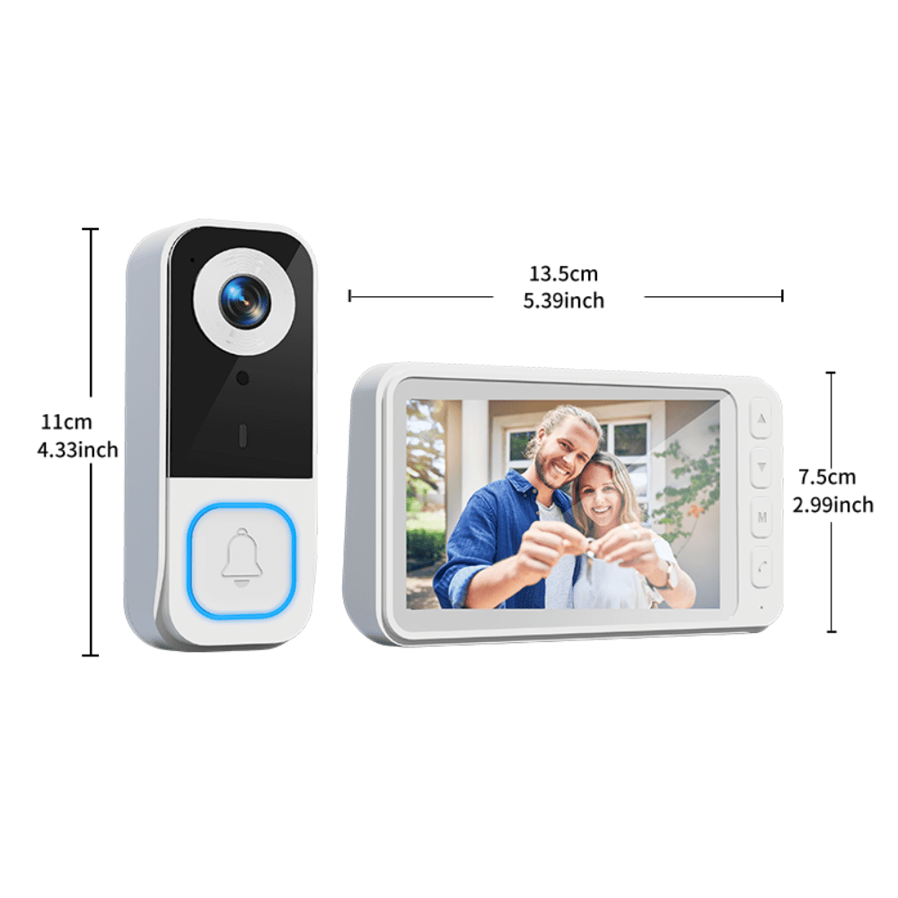 Wireless Video Doorbell with 4.5" IPS Display Screen, 720P HD 120° Wide Angle Door Bell Camera with Night Vision, 2-Way Intercom 1000mAh Battery Local Storage No WiFi No App for Home Security