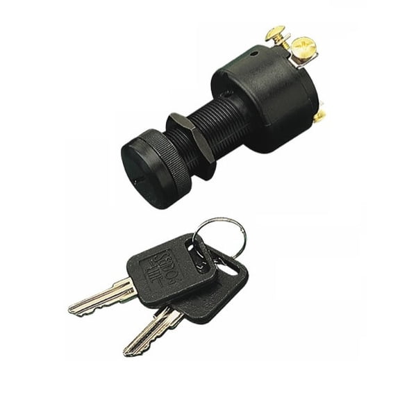 Sea Dog 3-Position Ignition Switch, Short Shaft, Off-Ignition-Start, Includes Cap