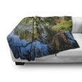 thumbnail image 3 of Willow Tree Soft Flannel Fleece Blanket, Mirror Surface of the Pond with a Haze of Fog Branches Stretched over the Water, Cozy Plush for Indoor and Outdoor Use, 50" x 60", Multicolor, by Ambesonne, 3 of 6