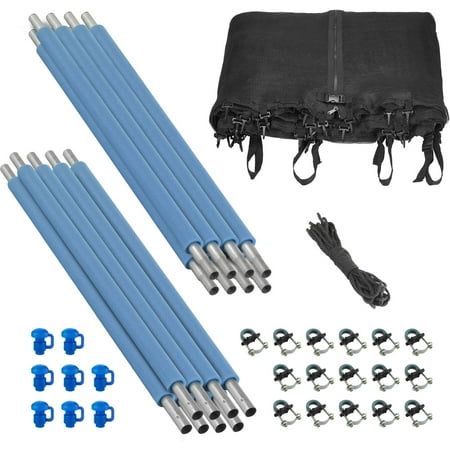 Trampoline Enclosure Set, to fit 14 FT. Round Frames, for 4 or 8 W-Shaped Legs -Set Includes: Net, Poles & Hardware Only