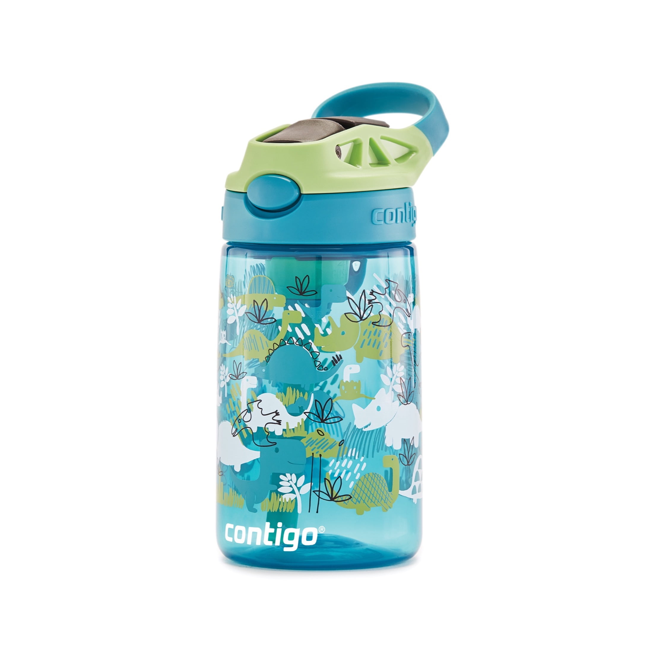 Contigo Kids Water Bottle with Redesigned Autospout Straw Lid Dinos and Taro/Juniper, 14 fl oz., 2 Pack, Size: 14 oz