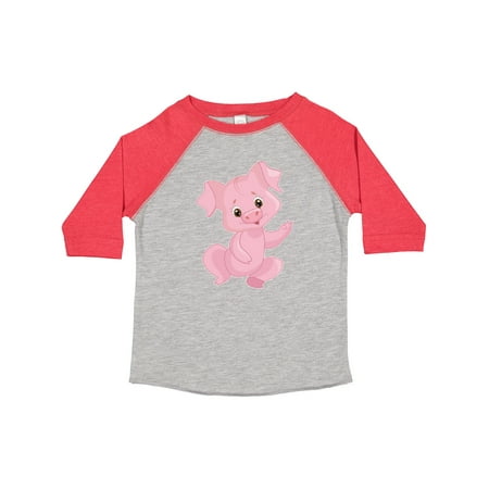 

Inktastic Cute Pink Pig Waving Gift Toddler Boy or Toddler Girl T-Shirt