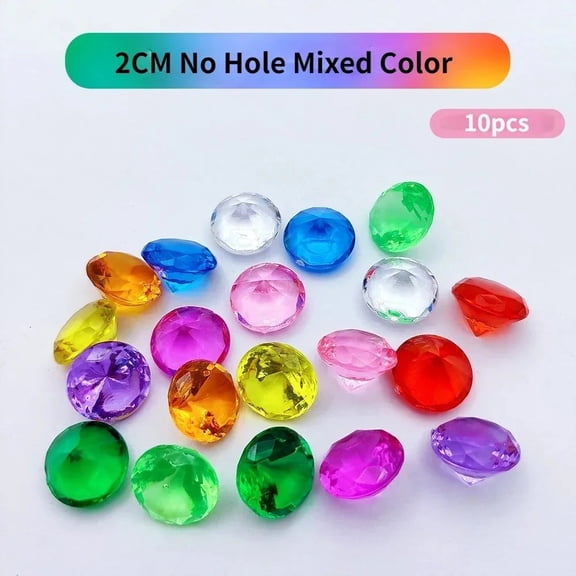 10pcs Fake Diamond Crystal Gem Toy Treasure Chest Pirate Acrylic Paperweight Diy Art Craft Decorative Gift