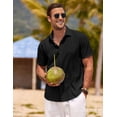 thumbnail image 4 of Camisa de lino para hombre COOFANDY, manga corta, casual, negra, 4 of 5
