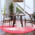 thumbnail image 3 of Round Rugs 7Ft, Pink Round Area Rug Washable Indoor Throw Carpet, Modern White Oil Painting Art Abstract Large Non Slip Circle Rug for Dining Room Playroom Home Decor Aesthetic, 3 of 8