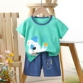 thumbnail image 2 of MIASHUI Vêtements d'Été pour Garçons Ensemble T-Shirt à Manches Courtes Col Rond et Shorts, Vert Menthe, 4-5 Ans, 2 of 3