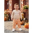 thumbnail image 5 of Lairauiy Baby Toddler Boy 2Pcs Fall Outfit Long Sleeve Sweatshirt + Pumpkin Embroidery Pants Set Warm Clothes, 5 of 9