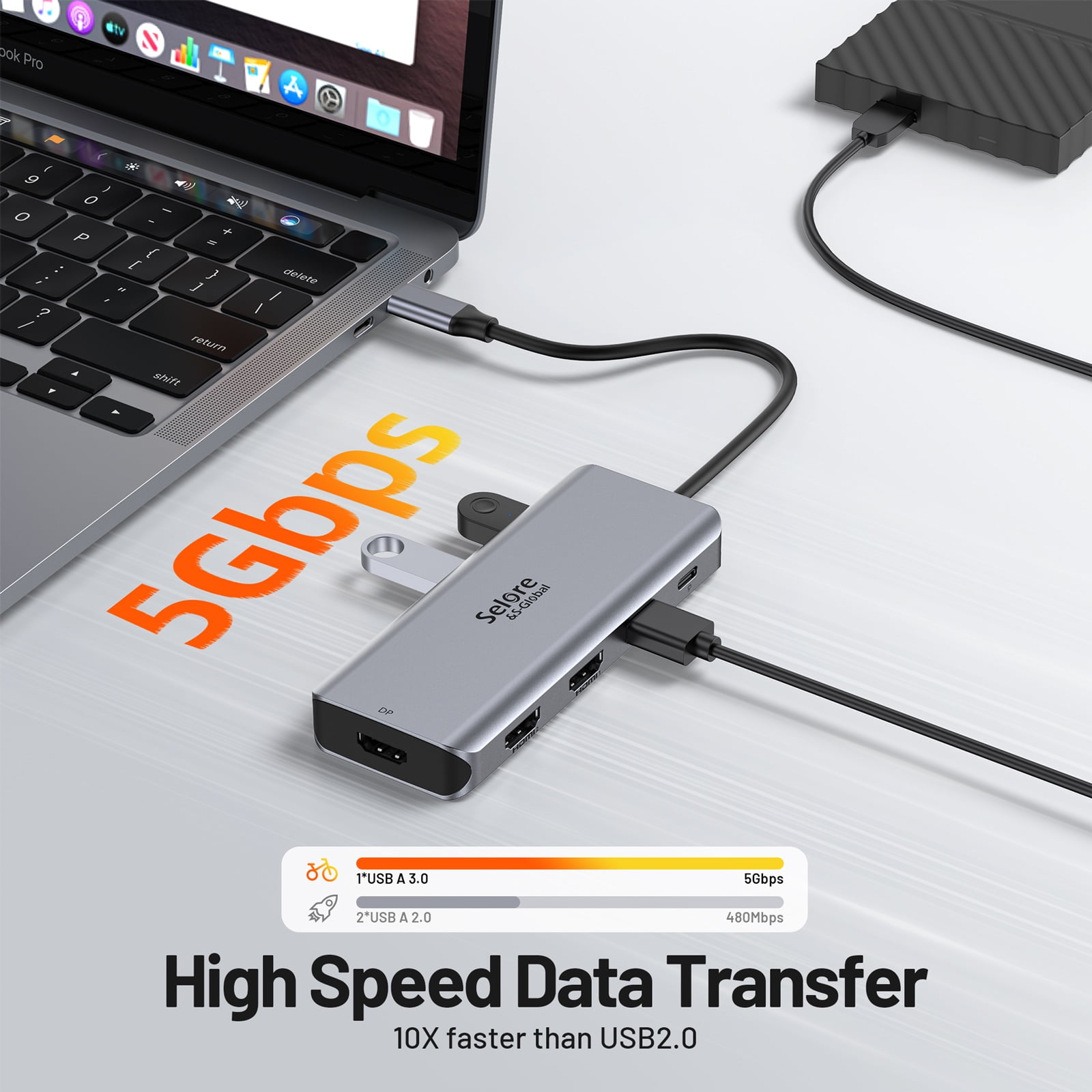 USB C Docking Station Dual Monitor USB C to HDMI Adapter USB C Hub 9 in 1 Laptop Docking Station Dual HDMI with Displayport,100W PD,SD/TF,3 USB Ports