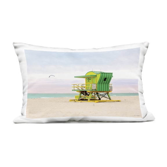 Stupell Industries Lime Green Lifeguard Hut Design by Seven Trees Design Outdoor Printed Pillow