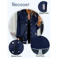 thumbnail image 4 of Necooer Womens Ripped Jacket Button Down Distressed Oversize Vintage Denim Jacket Coat With Pockets Dark Blue, 4 of 7