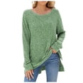 thumbnail image 1 of TJAZFJPA Chandails Surdimensionnés pour Femmes Grande Taille Blanc T-Shirt à Col Rond pour Femme à Manches Longues avec Fente en Fourrure Haut T-Shirt pour Femmes Chandails Surdimensionnés Automne Chandail Brun Femme, 1 of 9