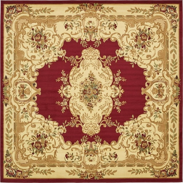 Unique Loom Versailles Medallion Motif Rug 10' x 10' Square Burgundy/Ivory