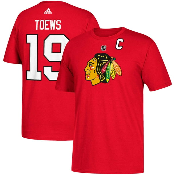 Chicago Blackhawks Jonathan Toews Adidas NHL Silver Player Name & Number T-Shirt