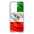 thumbnail image 1 of DistinctInk Clear Shockproof Hybrid Case for Galaxy S21 ULTRA 5G (6.8" Screen) - TPU Bumper, Acrylic Back, Tempered Glass Screen Protector - Red White Green Mexican Flag Mexico, 1 of 2