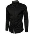 thumbnail image 3 of Awdenio Men's Blouse Casual Fashion Turn-down Collar Button Long Sleeve Shirt Blouse Easy Care Versatile,Black,2XL, 3 of 4
