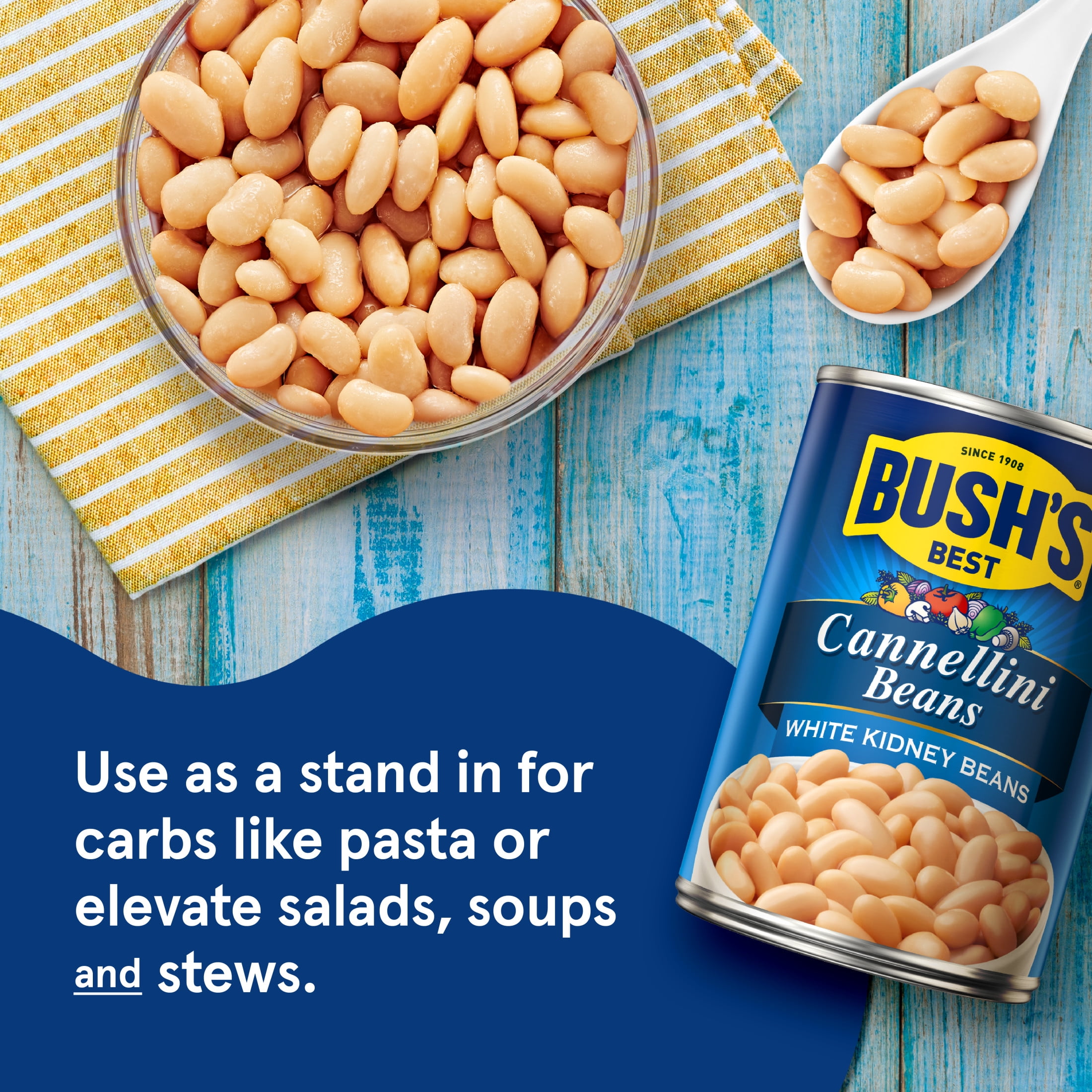 Bush's Cannellini Beans, Canned White Kidney Beans, 15.5 oz Can