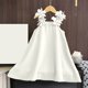 thumbnail image 4 of Vestido sin mangas con cuello redondo hasta la rodilla para niña, vestido con tirantes de color liso con flores tridimensionales, vestido de princesa para boda, cumpleaños, vestido de poliéster para n, 4 of 4