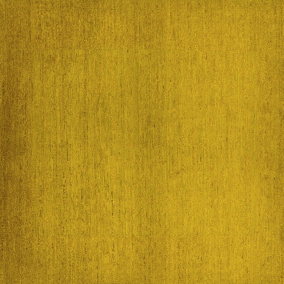 Ahgly Company Machine Washable Indoor Square Solid Yellow Modern Area Rugs, 8' Square