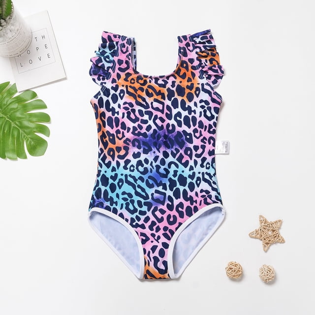 Maillot de Bain Fille 1 Pce Sans Manches à Volants pour Adolescentes 5-6 Ans