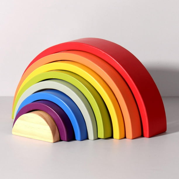 Arcoíris De Madera De 9 Piezas, Juguete Apilable Y Educativo, Bloques De Construcción En Colores Suaves, Regalo Para Niños A Partir De 1 Año, Decoración Y Aprendizaje