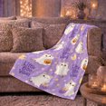 thumbnail image 5 of draped fantasy figure Costume Cats With Pumpkin confection illustrations Buckets, Soft Flannel Blanket, Pastel autumn celebration Cartoon Home Decor for Bedroom and Living Room, Housewarming Gift, 5 of 7