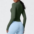 thumbnail image 3 of Tops de Manga Larga de Cuello Alto para las Mujeres sin Costuras de Pie Cuello con Cremallera Yoga Correr Gimnasio Apretado, 3 of 6