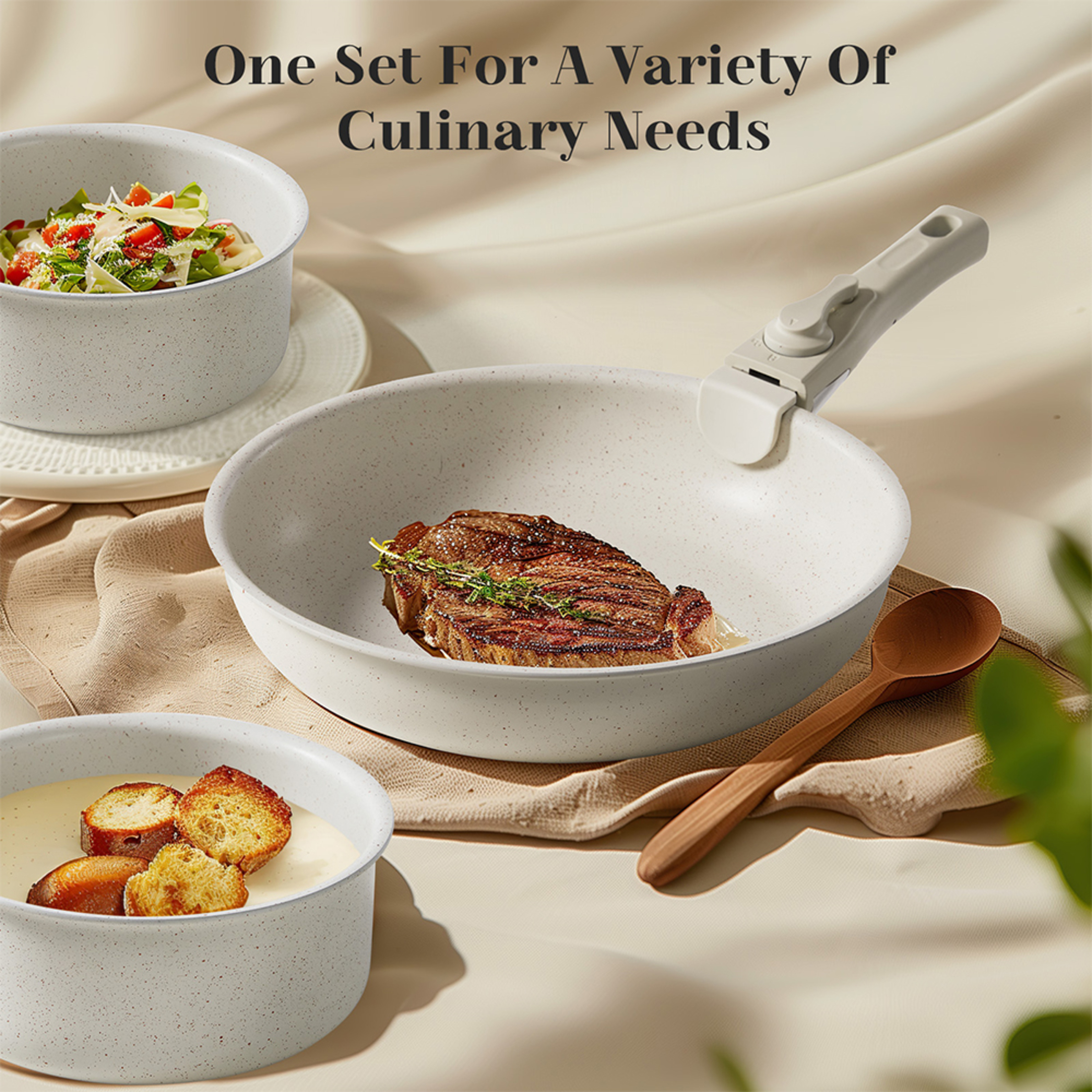 edx 12-Piece Nonstick Cookware Set, Beige photo 5