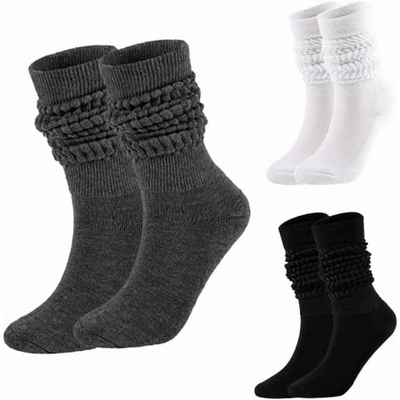 Slouch Socks Womens Scrunch Knee-High Boot Socks Slouchy Extra Long Soft 3 Pairs Stacked Socks Size 5-11