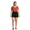 thumbnail image 2 of Dollhouse Women's Plus Size Cuffed Linen Shorts with Rope Belt, 2 of 5