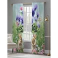 thumbnail image 4 of Spring Easter Sheer Curtains 108 Inch Length 2 Panels Set Window Treatments, Purple Floral Summer Botanical Ombre Rod Pocket Semi Curtains for Living Room/Bedroom/Kitchen Décor, 104"W x 108"L, 4 of 7