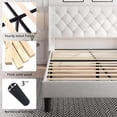 thumbnail image 5 of iPormis King Size Bed Frame with Diamond Button Tufted Wingback Headboard, Upholstered Platform Bed Frame with Strong Wood Slat Support, No Box Spring Needed,White, 5 of 8