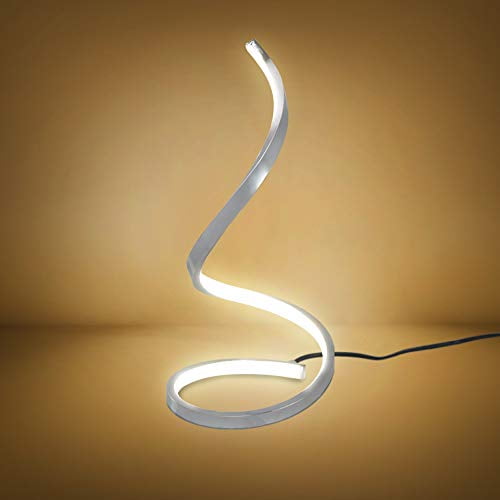 Karmiqi Spiral LED Table Lamp Modern Bedside Nightstand Lamp Curved