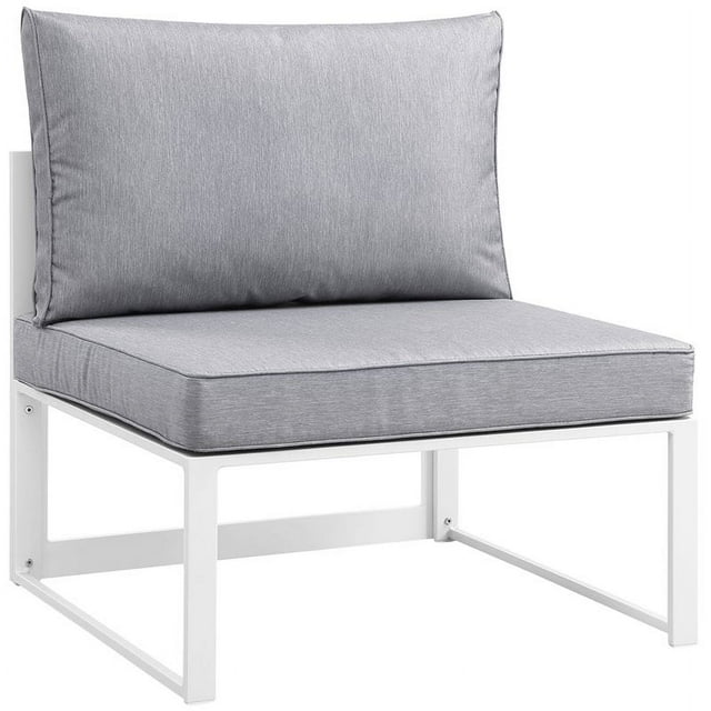 Modway Fortuna Modern Aluminum Outdoor Armless Chair in White/Gray