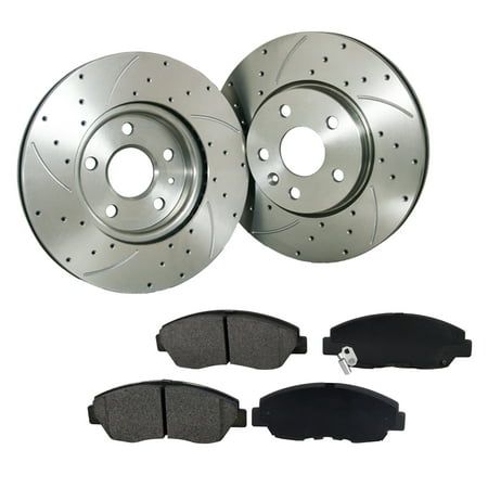 304mm Front Drilled Slotted Brake Rotor & Pad For Dodge Ram 1500 Truck 00-01