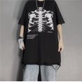 thumbnail image 4 of Dark Skull Bones Heart and Lung Print Fun Skull T-Shirt Unisex Streetwear Short Sleeve T-Shirtpangjing, 4 of 4