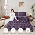 thumbnail image 4 of Homewish Bohemian Sun Moon Queen Comforter Set, Baroque Damask Comforter Sets Queen, Black Purple Aztec Decor, Black Reversible 3pcs, 1 Comforter and 2 Pillowcases, 4 of 6